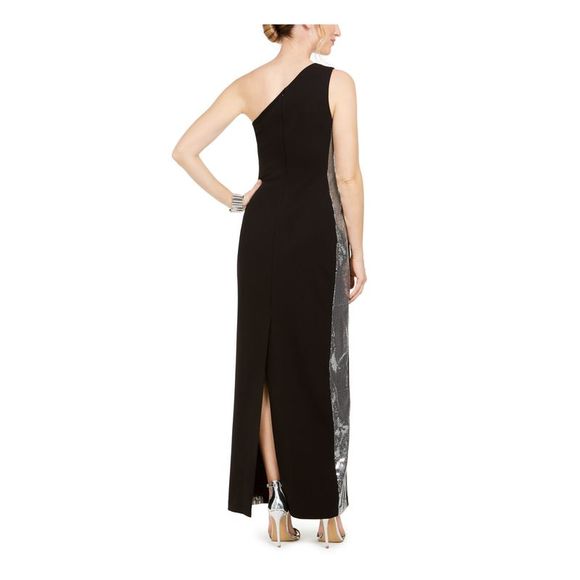 VINCE CAMUTO Womens Black One-shoulder Sleeveless Maxi Evening Dress Petites 4P - Picture 2 of 4